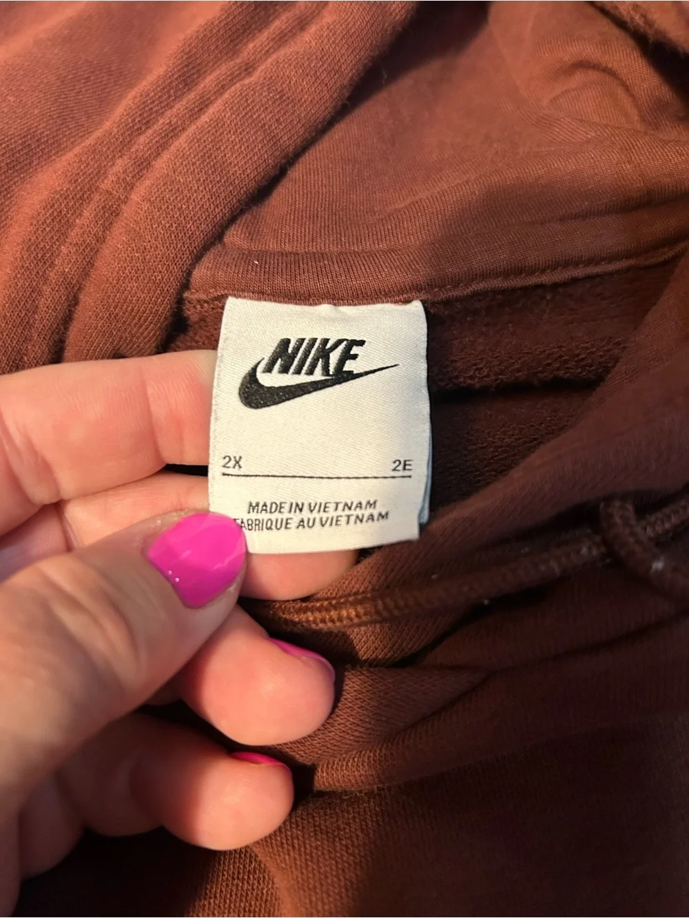 Nike Men's Brown Hoodie with White Swoosh
